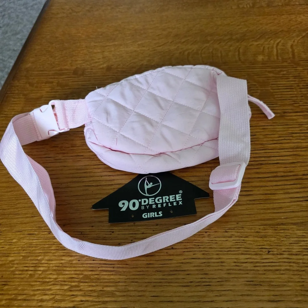 90 Degree by Reflex Girls Pink Quilted Puffer Belt Bag Waist Pack OS Bum Bag